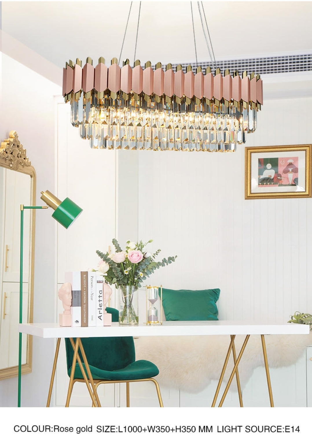 Rose Gold Crystal Chandeliers-Round/Rectangle - Reflect Lighting