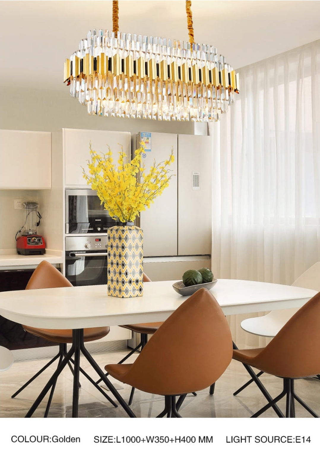 Sphere Gold Crystal Chandeliers-Round/Rectangle - Reflect Lighting