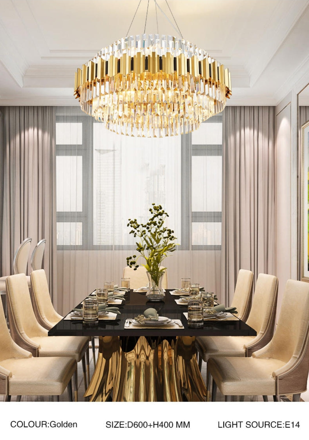 Sphere Gold Crystal Chandeliers-Round/Rectangle - Reflect Lighting