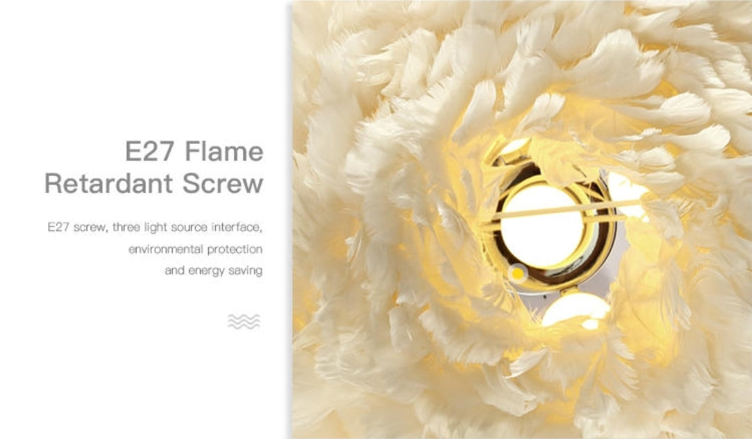 Ivory Feather Round Pendant Light - Reflect Lighting
