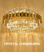 Sphere Gold Crystal Chandeliers-Round/Rectangle - Reflect Lighting