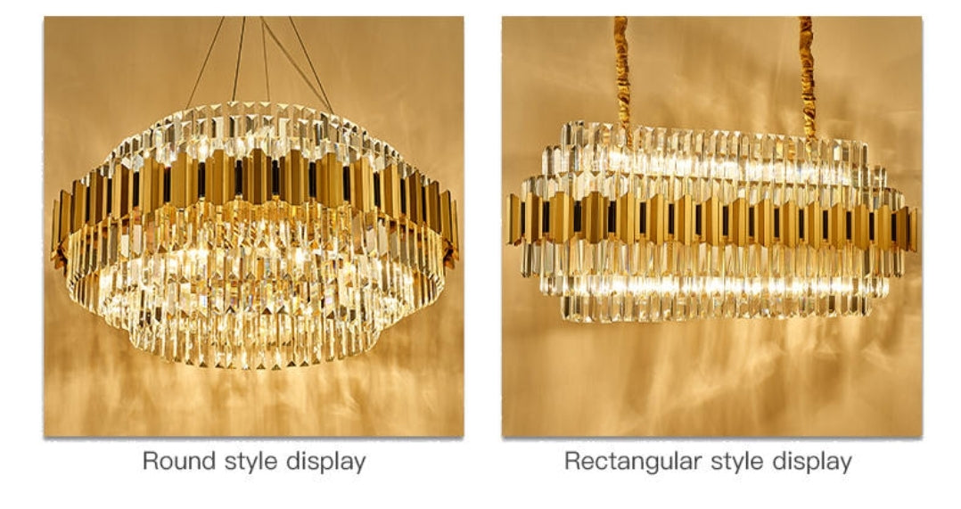 Sphere Gold Crystal Chandeliers-Round/Rectangle - Reflect Lighting