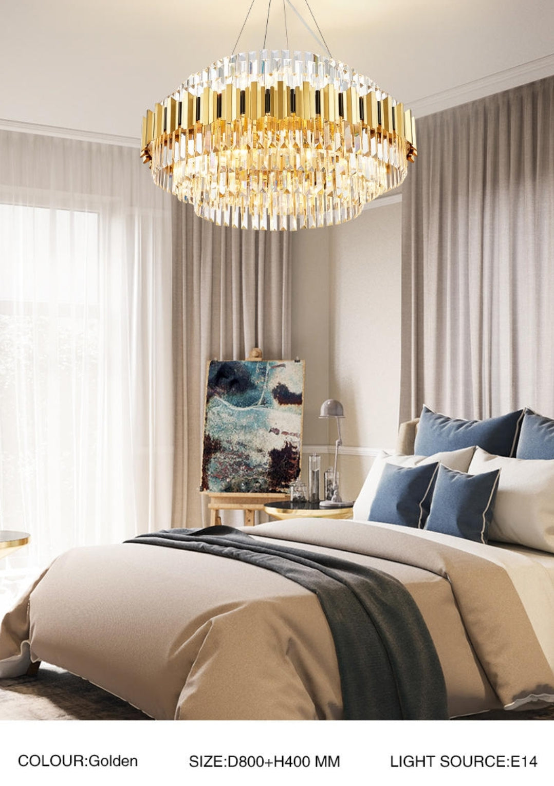 Sphere Gold Crystal Chandeliers-Round/Rectangle - Reflect Lighting