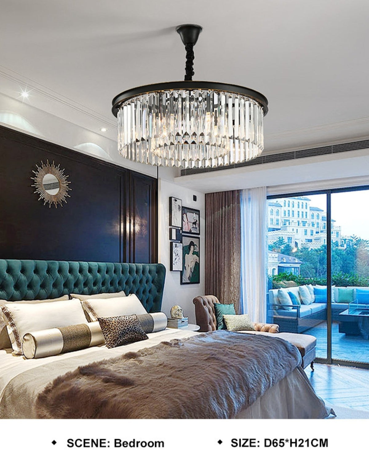 Transparent Circular Crystal Flat Chandelier - Reflect Lighting