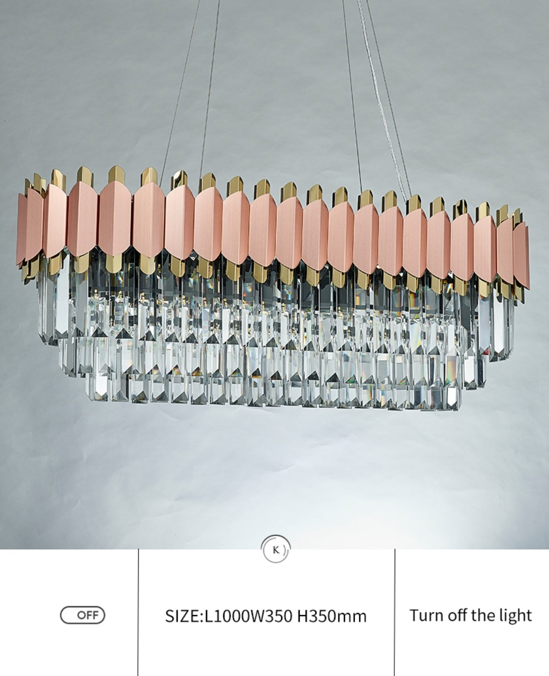 Rose Gold Crystal Chandeliers-Round/Rectangle - Reflect Lighting