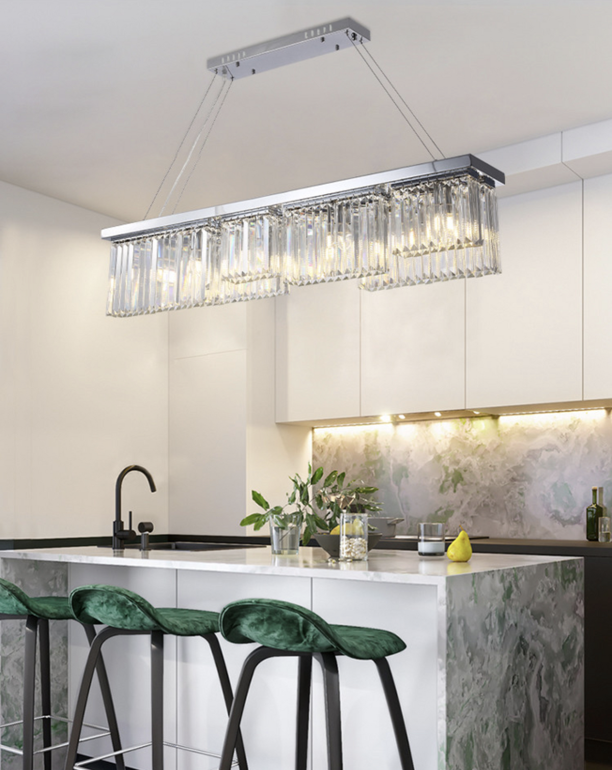 Chrome Rectangle Crystal Chandelier