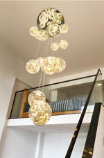 Balle Be Crystal Ball Staircase Chandelier- Smokey Grey/Cognac - Reflect Lighting