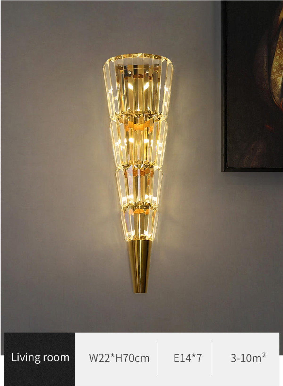 Crystal Cone Gold Wall Lamp - Reflect Lighting