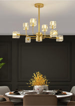 Golden Ice Cube Crystal Chandelier - Reflect Lighting