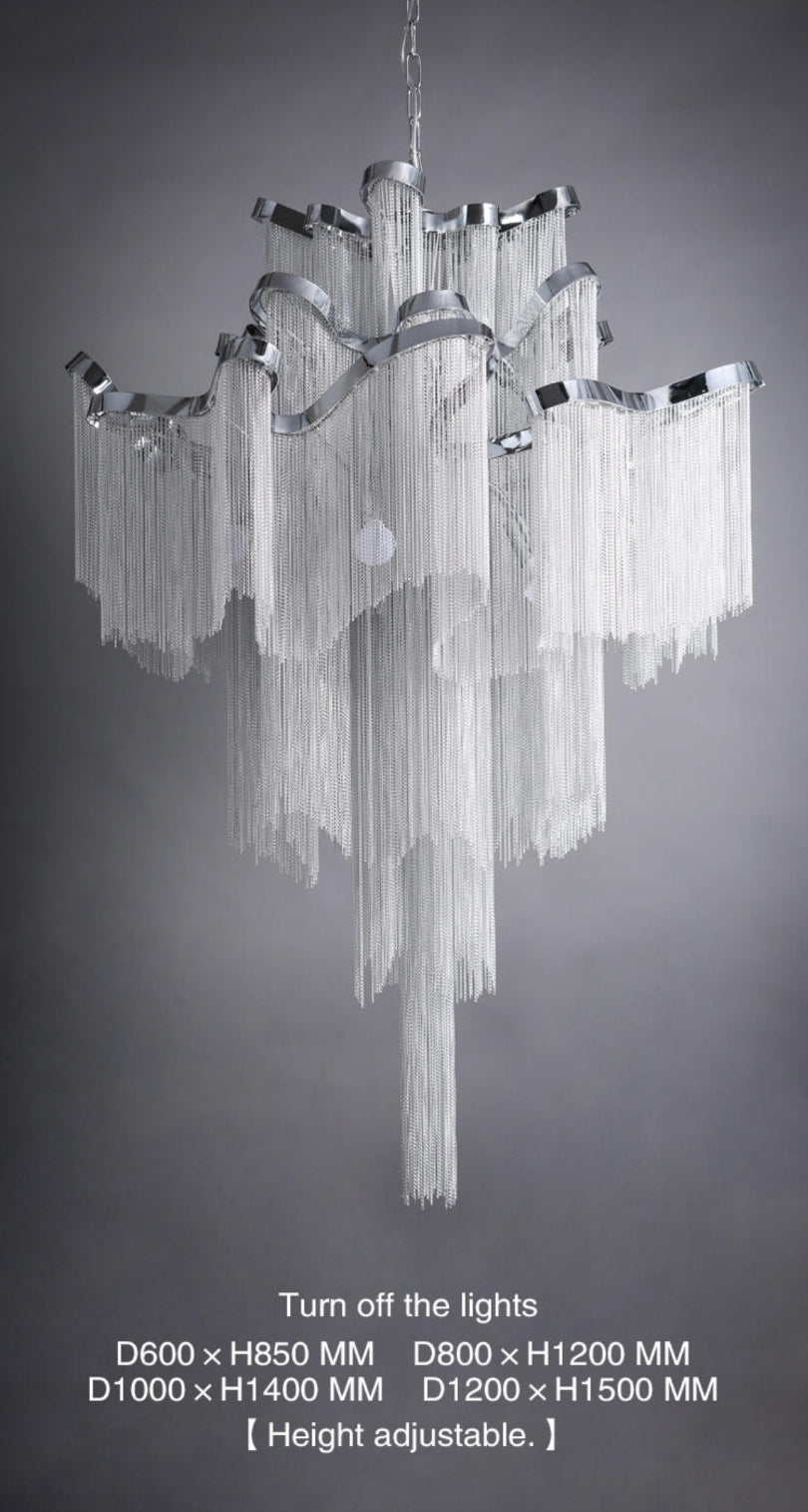 Iron Large Long Metal Chandelier-Gold/Chrome - Reflect Lighting