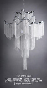 Iron Large Long Metal Chandelier-Gold/Chrome - Reflect Lighting