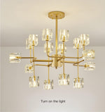 Golden Ice Cube Crystal Chandelier - Reflect Lighting