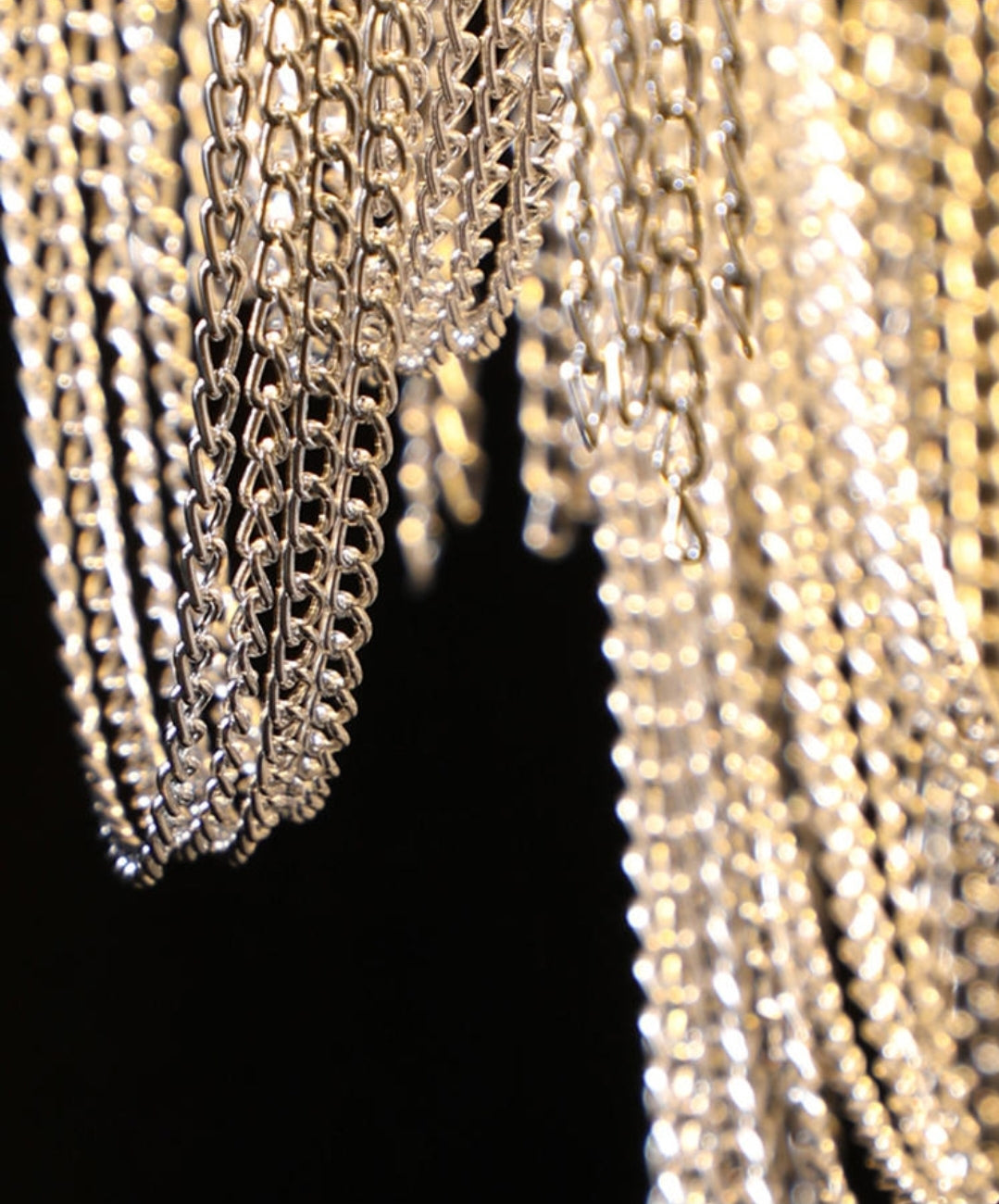 Iron Large Long Metal Chandelier-Gold/Chrome - Reflect Lighting