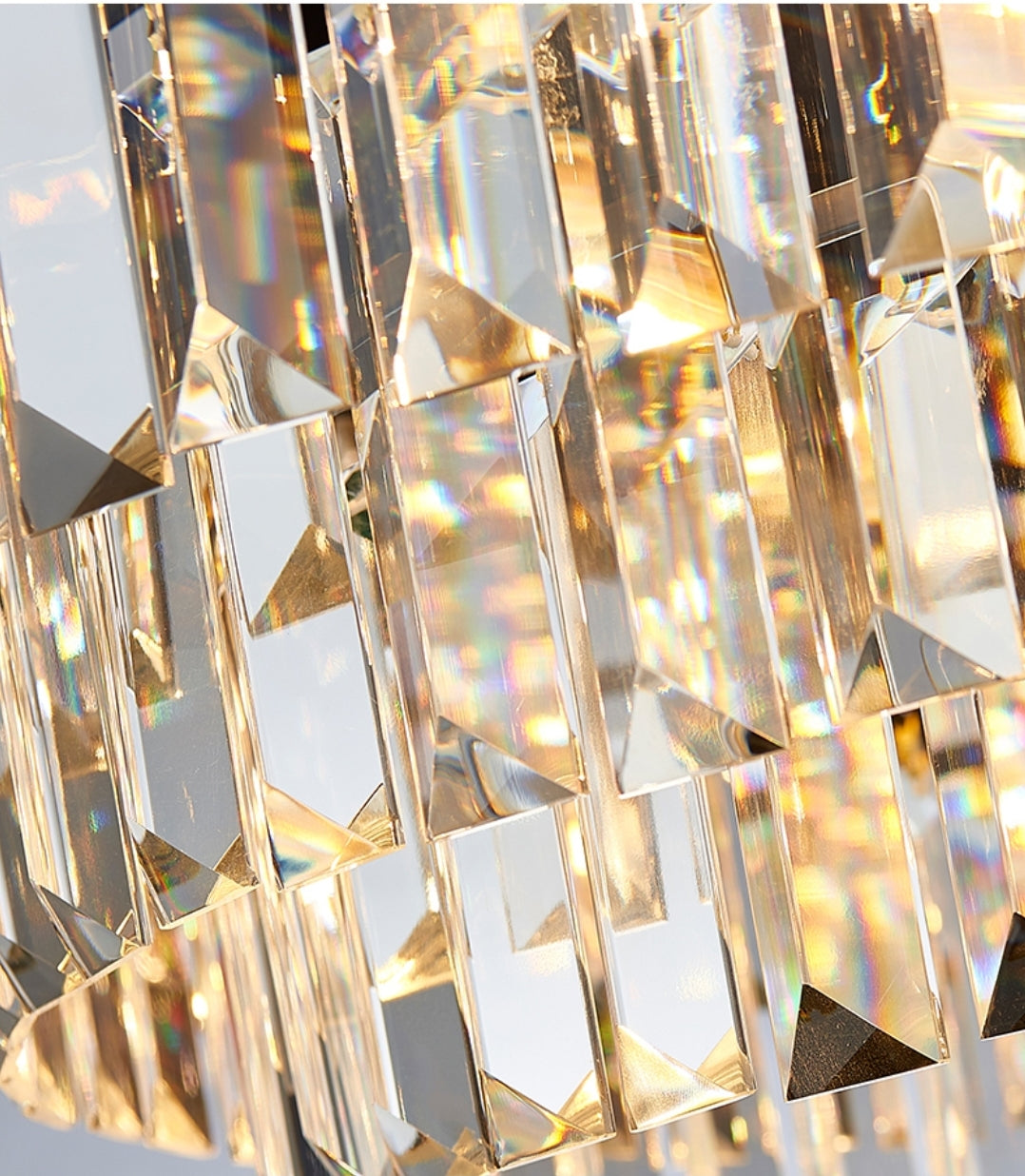 Gray & Gold Crystal Chandeliers-Round/Rectangle - Reflect Lighting