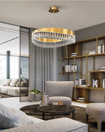 Gold Crystal Tassel LED Chandelier-Round/Rectangle - Reflect Lighting
