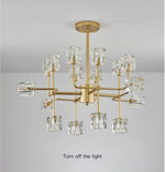 Golden Ice Cube Crystal Chandelier - Reflect Lighting