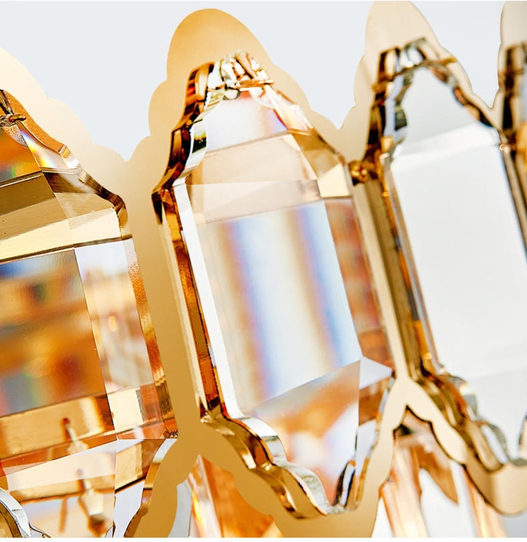 Walden Gold Crystal Chandelier-Round/Rectangle - Reflect Lighting