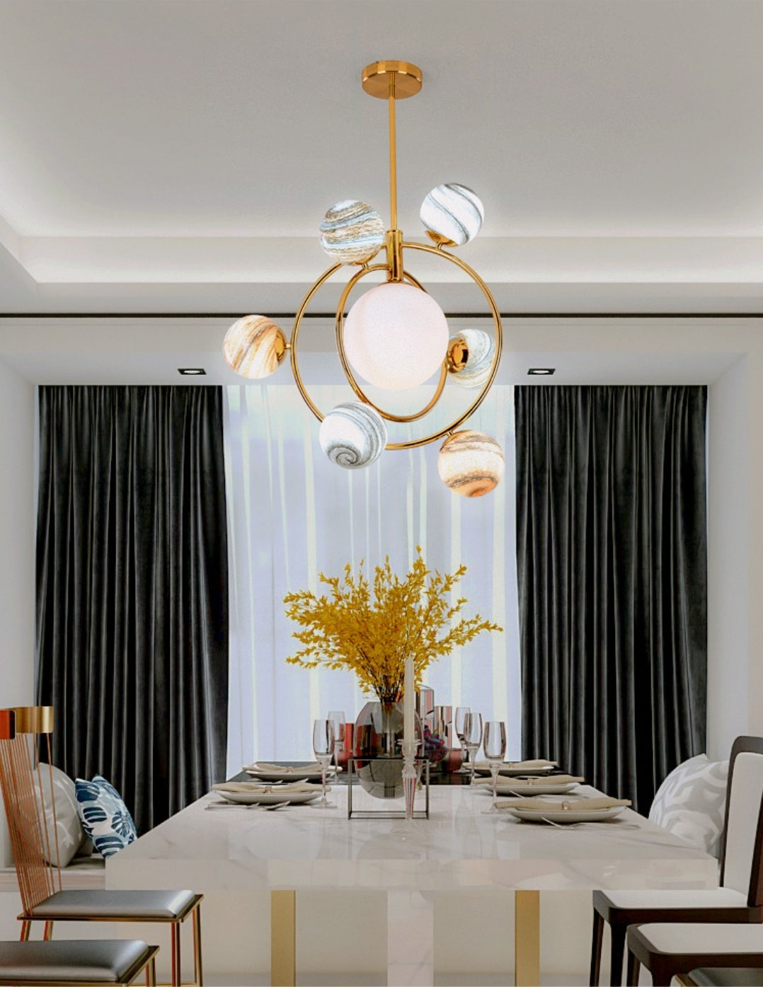 Solar System Glass Chandelier - Reflect Lighting