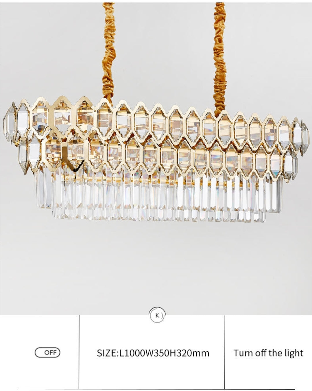 Walden Gold Crystal Chandelier-Round/Rectangle - Reflect Lighting