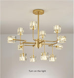 Golden Ice Cube Crystal Chandelier - Reflect Lighting