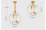 Round Crystal Thrush (Bird) Pendant Light-Gold/Black - Reflect Lighting