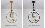 Round Crystal Thrush (Bird) Pendant Light-Gold/Black - Reflect Lighting