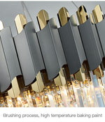 Gray & Gold Crystal Chandeliers-Round/Rectangle - Reflect Lighting