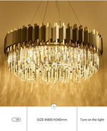 Gray & Gold Crystal Chandeliers-Round/Rectangle - Reflect Lighting