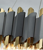 Gray & Gold Crystal Chandeliers-Round/Rectangle - Reflect Lighting