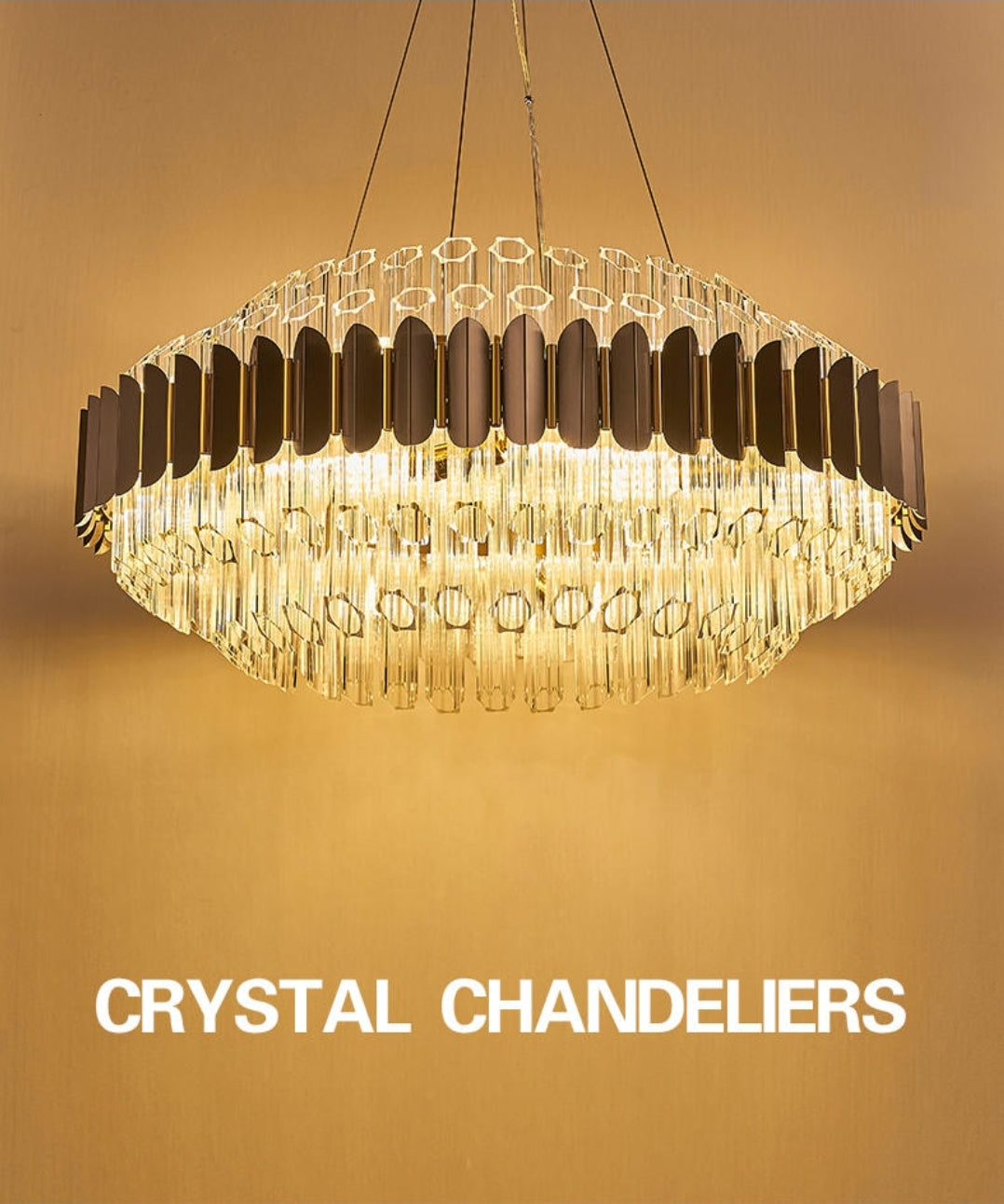 Gary & Gold Cylinder Crystal Chandelier-Round/Rectangle - Reflect Lighting