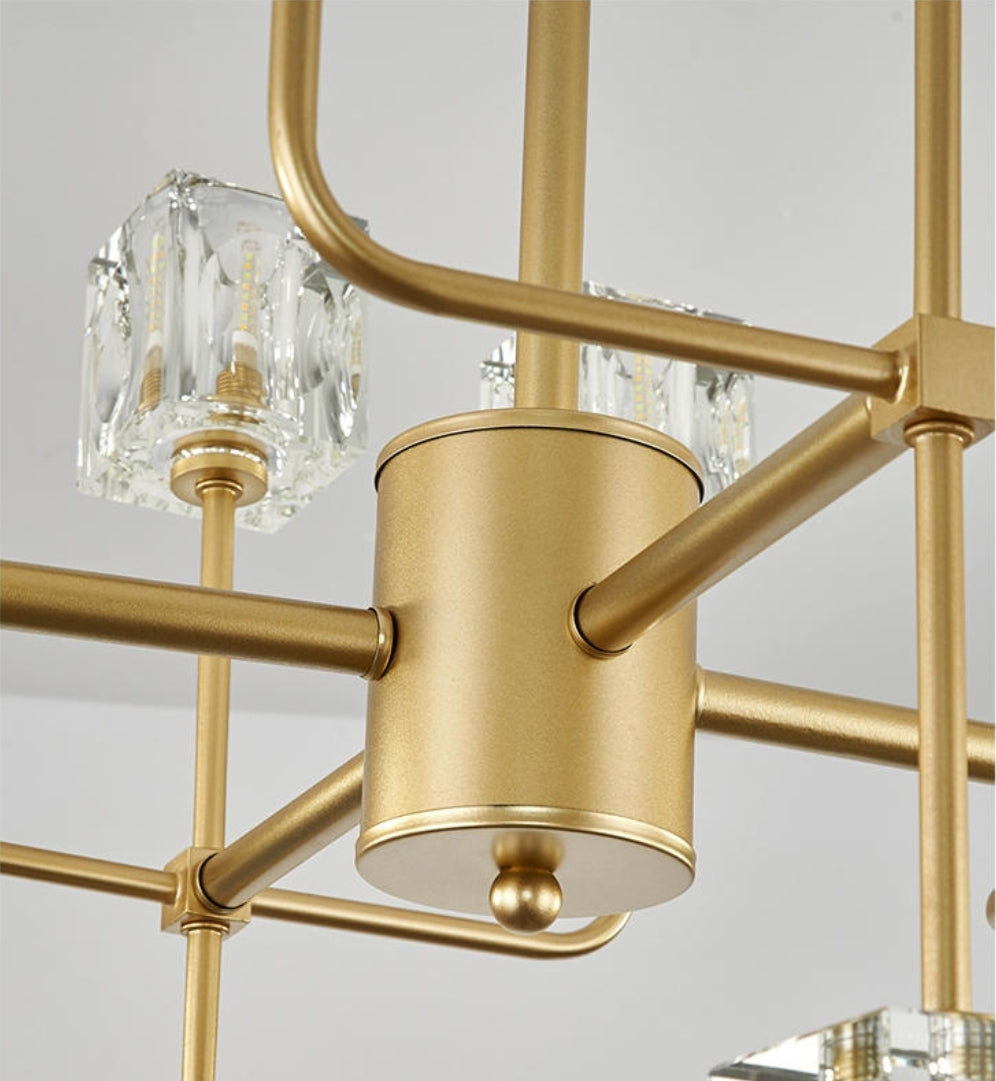 Golden Ice Cube Crystal Chandelier - Reflect Lighting