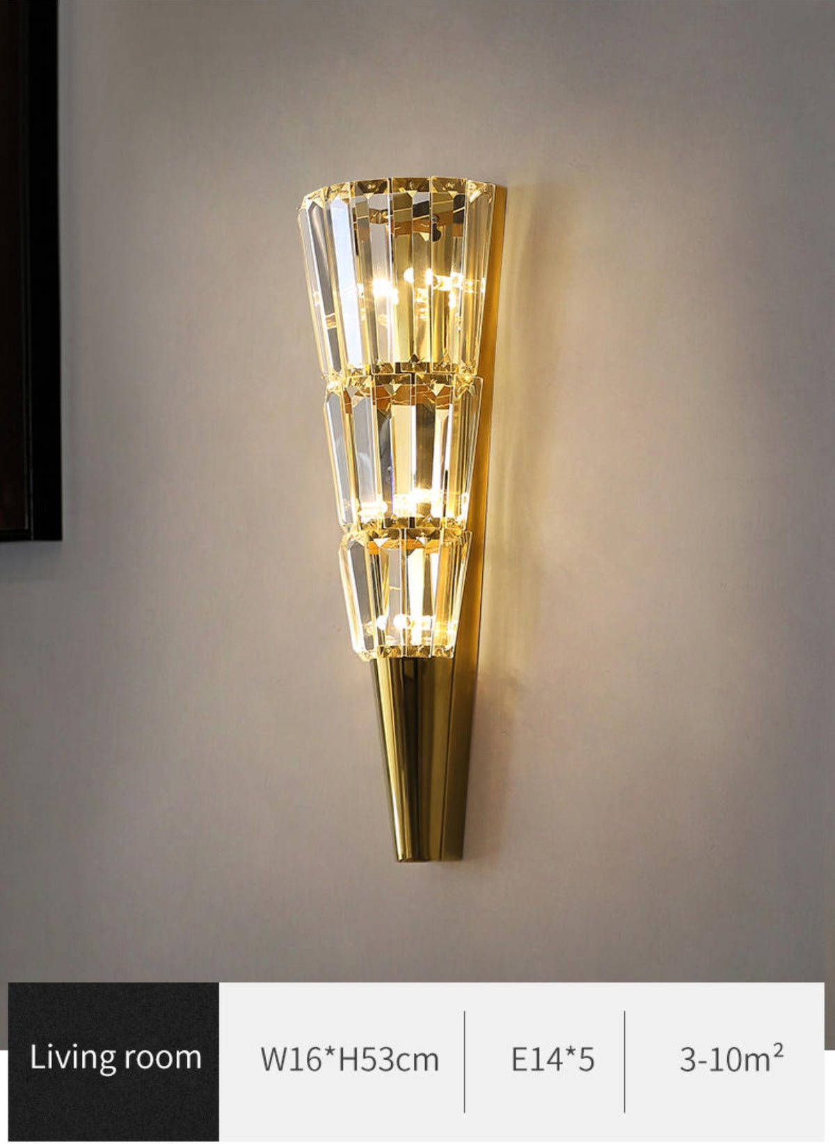 Crystal Cone Gold Wall Lamp - Reflect Lighting