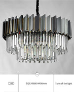 Pyrite Grey Crystal Chandelier -Round/Rectangle - Reflect Lighting