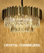 Pyrite Grey Crystal Chandelier -Round/Rectangle - Reflect Lighting