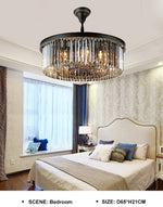 Smoke Grey Circular Crystal Flat Chandelier - Reflect Lighting