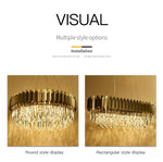 Gray & Gold Crystal Chandeliers-Round/Rectangle - Reflect Lighting