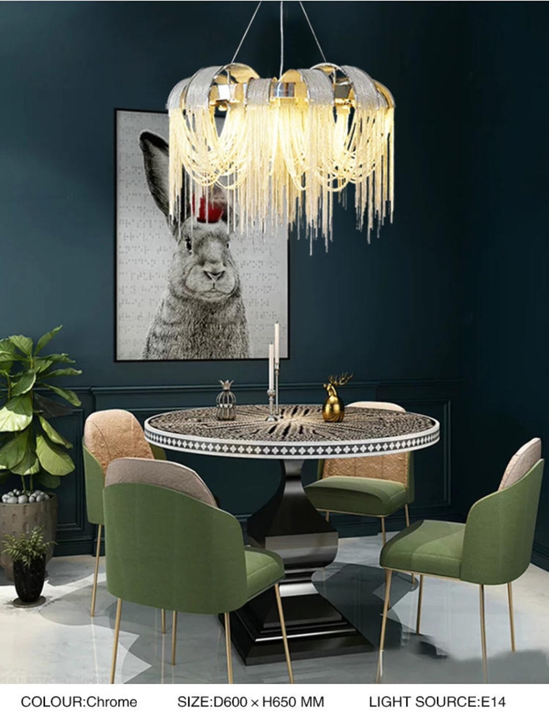 Flap Rope Tassel Chrome/Gold Chandelier - Reflect Lighting