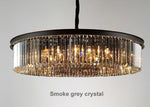 Smoke Grey Circular Crystal Flat Chandelier - Reflect Lighting