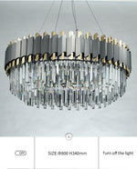 Gray & Gold Crystal Chandeliers-Round/Rectangle - Reflect Lighting