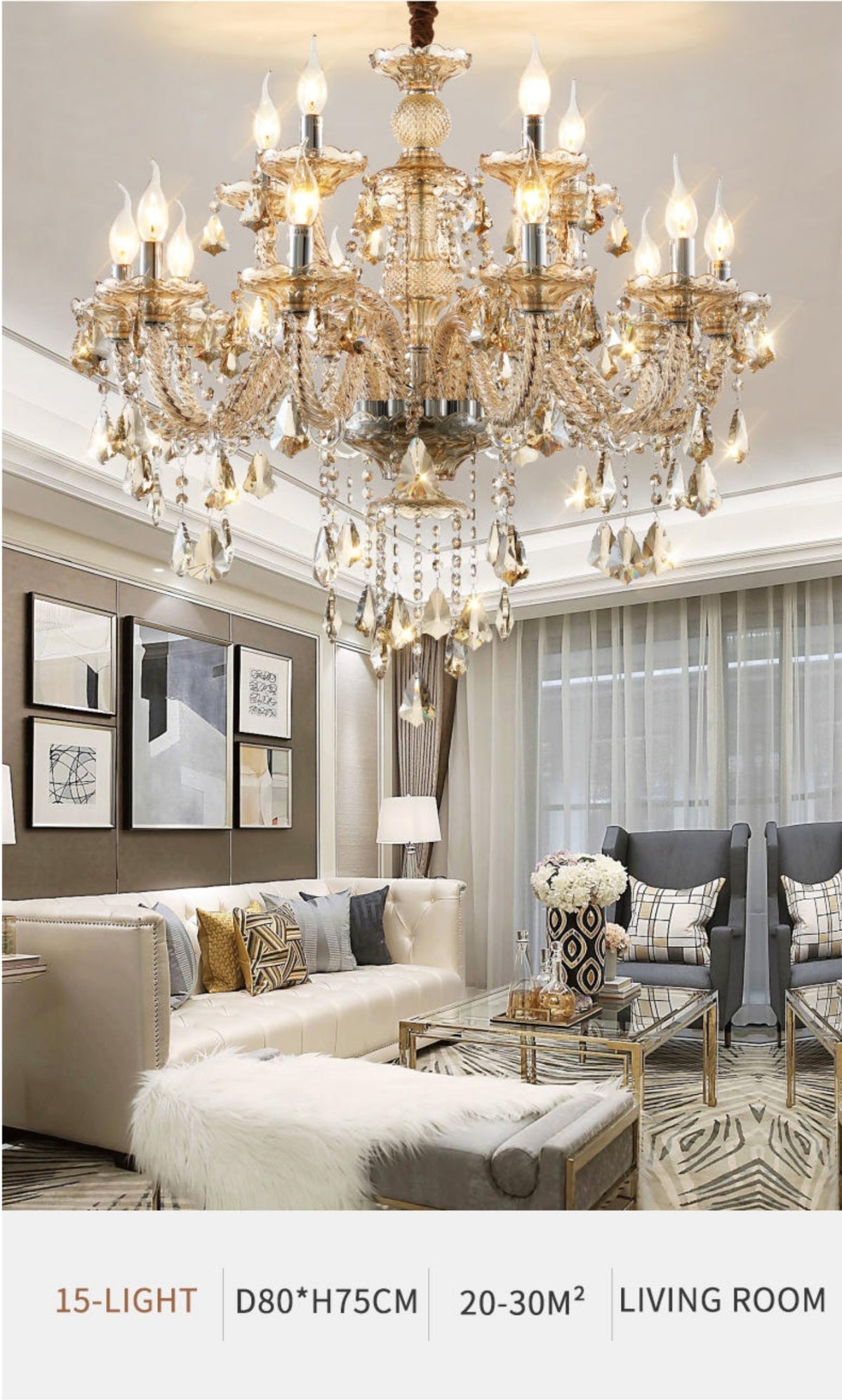 Versailles Chrome & Gold Crystal Chandelier - Reflect Lighting