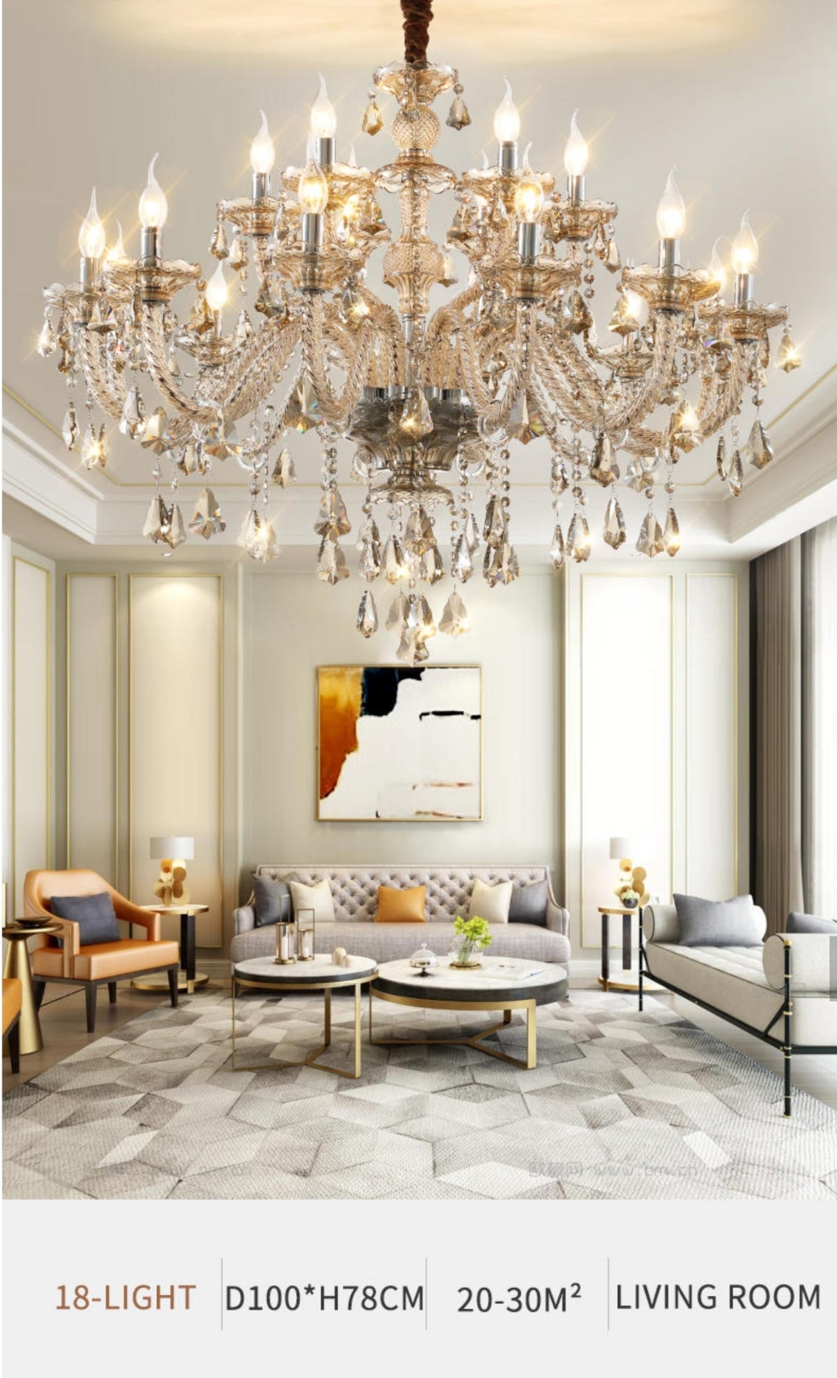 Versailles Chrome & Gold Crystal Chandelier - Reflect Lighting