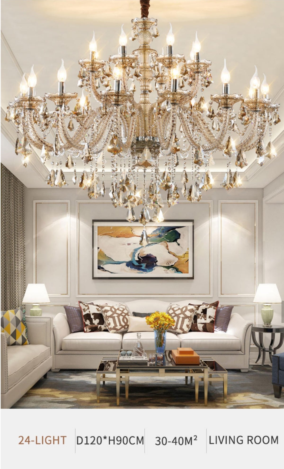 Versailles Chrome & Gold Crystal Chandelier - Reflect Lighting