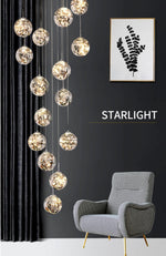 Balle Be Crystal Ball Staircase Chandelier- Smokey Grey/Cognac - Reflect Lighting