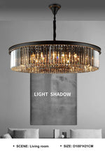 Smoke Grey Circular Crystal Flat Chandelier - Reflect Lighting