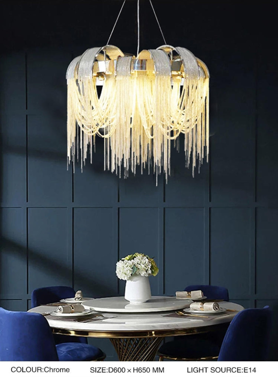 Flap Rope Tassel Chrome/Gold Chandelier - Reflect Lighting