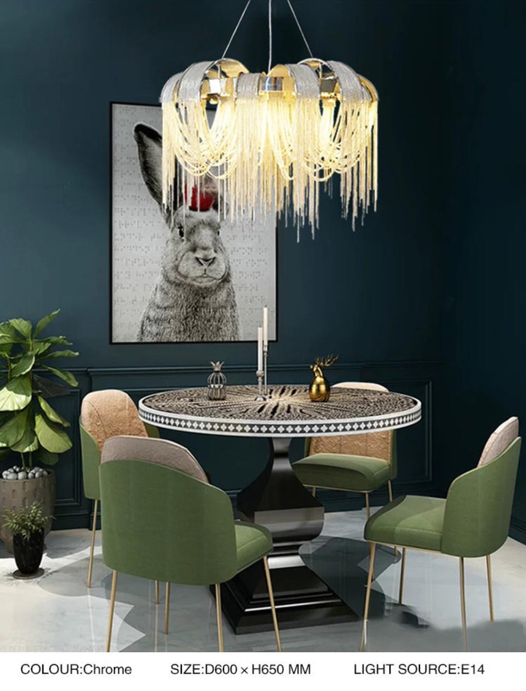 Flap Rope Tassel Chrome/Gold Chandelier - Reflect Lighting