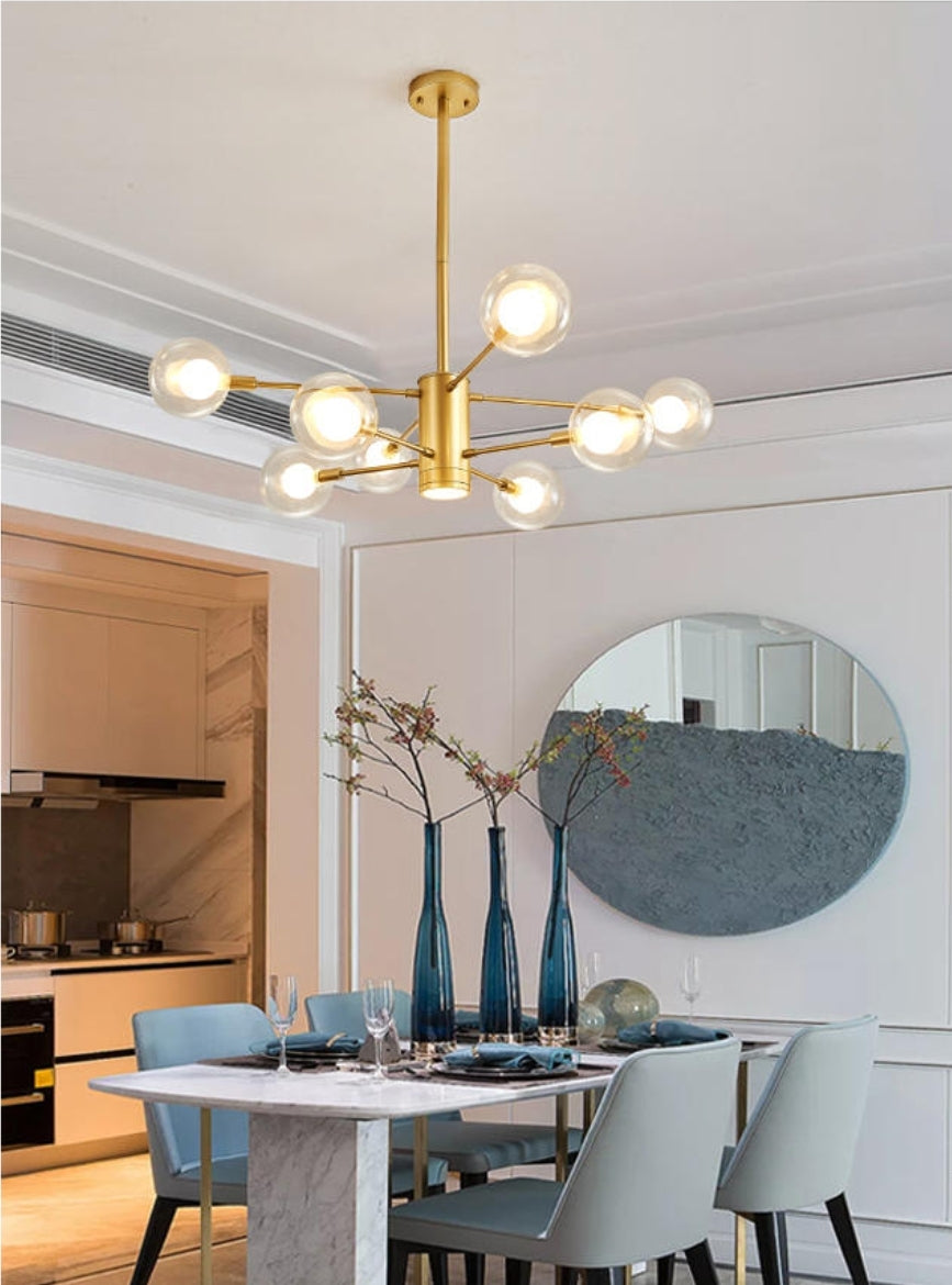Bubble Glass Bamboo Chandelier-Gold/Black - Reflect Lighting