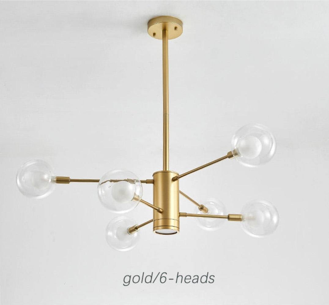 Bubble Glass Bamboo Chandelier-Gold/Black - Reflect Lighting