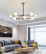 Bubble Glass Bamboo Chandelier-Gold/Black - Reflect Lighting
