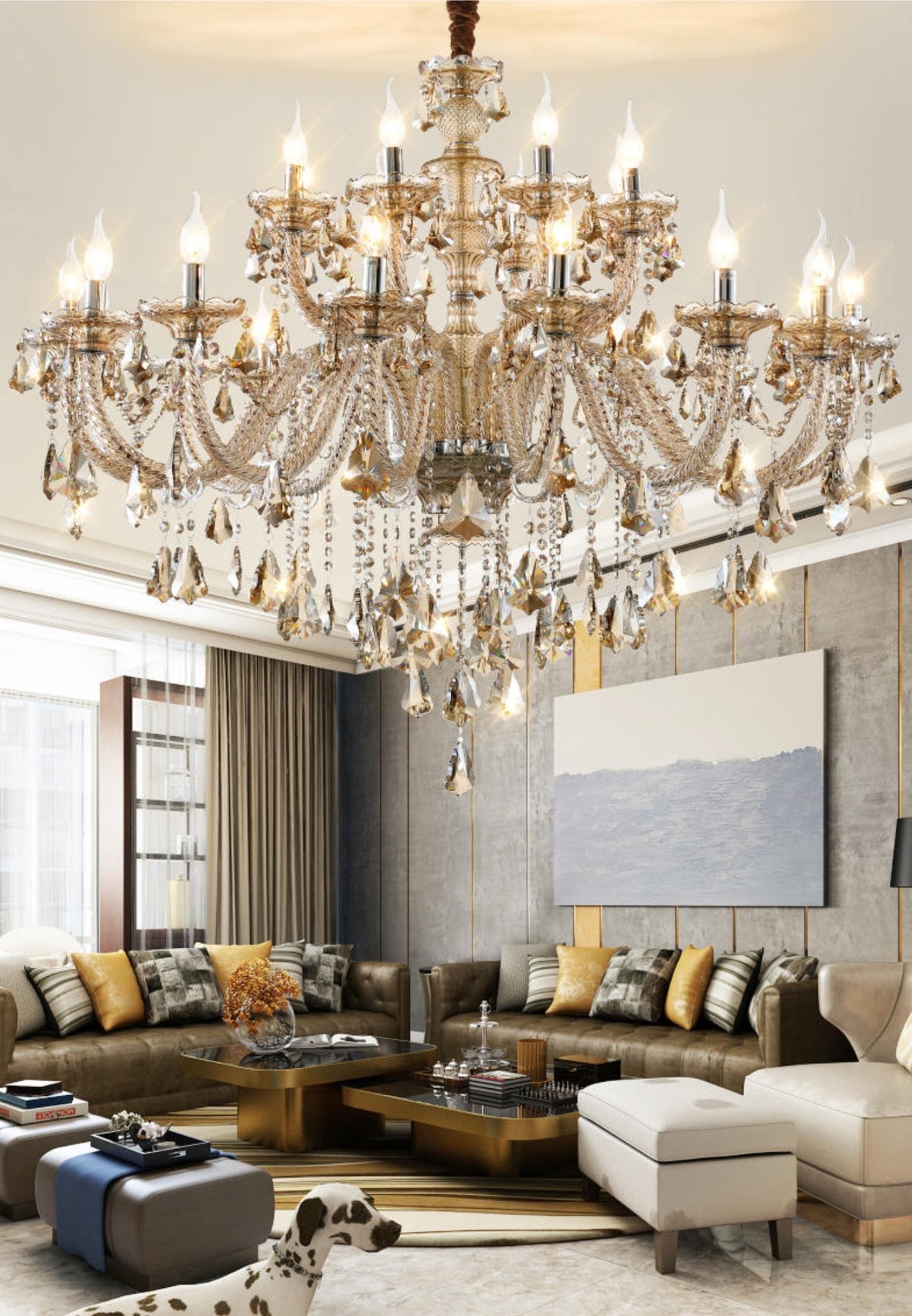 Versailles Chrome & Gold Crystal Chandelier - Reflect Lighting
